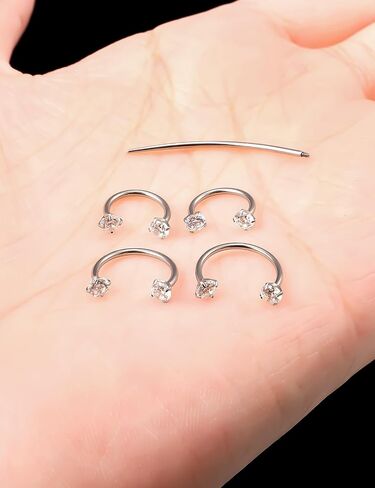 18g ASTM F136 Titanium Horseshoe Nose Ring -8mm 10mm Horseshoe Septum Jewelry - Lip Rings -U Shaped Hoop Rook Daith Earrings Hypoallergenic Clicker Silver - Piercing Taper Tool in Kuwait