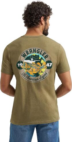 Wrangler Burnt Olive Heather Men's 1947 The American Legend' Regular Fit Graphic T-Shirt 112365670 in Saudi Arabia