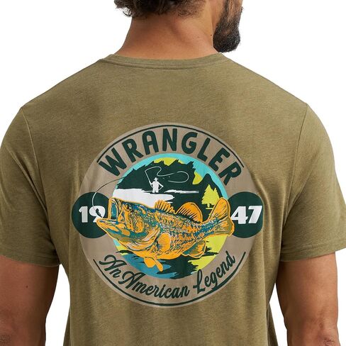 Wrangler Burnt Olive Heather Men's 1947 The American Legend' Regular Fit Graphic T-Shirt 112365670 in Saudi Arabia