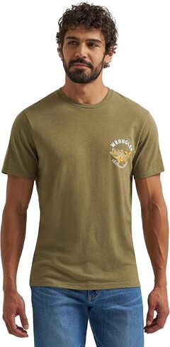 Wrangler Burnt Olive Heather Men's 1947 The American Legend' Regular Fit Graphic T-Shirt 112365670 in Saudi Arabia