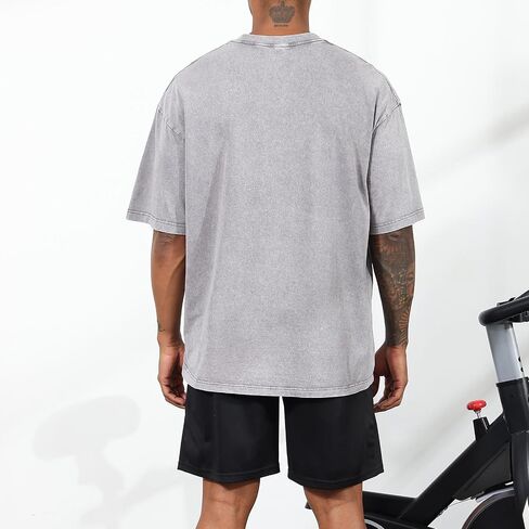 Bobeutou 2 Pack Men Thirts aggortize Cotton Cotton Acid Acid Washed Usisex Tee Lose Short Short Disual Tops Basic in Kuwait
