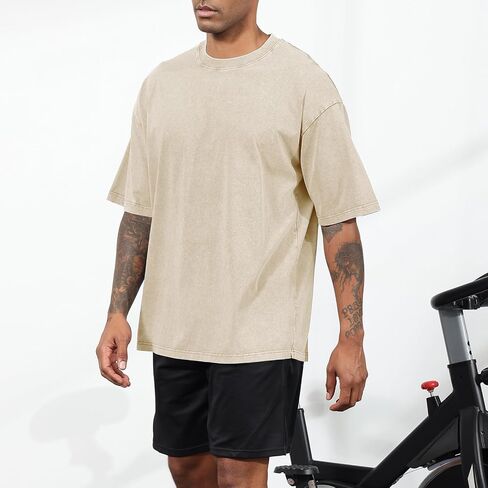 Bobeutou 2 Pack Men Thirts aggortize Cotton Cotton Acid Acid Washed Usisex Tee Lose Short Short Disual Tops Basic in Kuwait