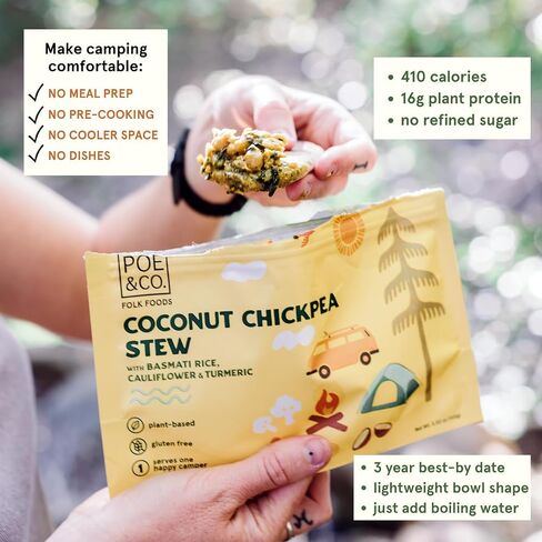 POE & CO FOLK FOODS Handcrafted Gourmet Vegan Meals for Every Adventure | Freeze Dried Camping & Backpacking Food | Chef-Created | Superfoods | Clean Ingredients | Ready to Eat Meal | Single Serving (Quinoa Sweet Potato Skillet) in Saudi Arabia