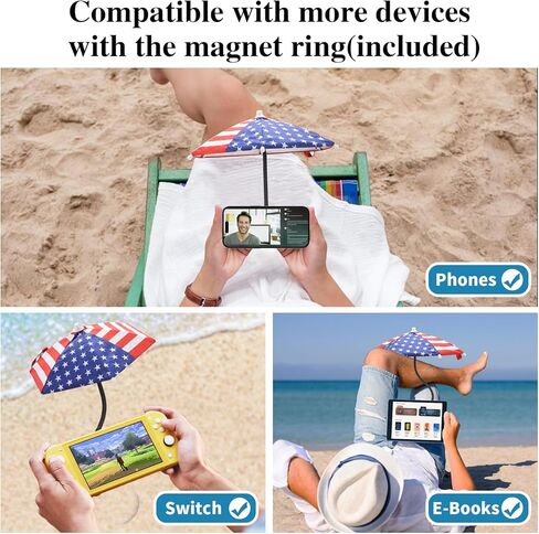 TDTOK Magnetic Phone Umbrella For Sun with Universal Adjustable Phone Ring, Outdoor Anti-Reflective Magnetic Cell Phone Umbrella Sun Shade for iPhone 16 15 14 13 12 Pro Max in Kuwait
