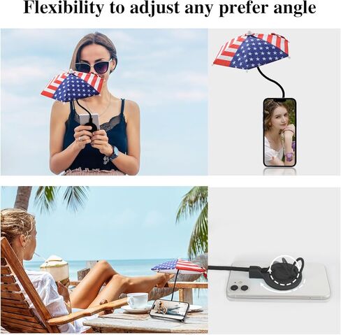 TDTOK Magnetic Phone Umbrella For Sun with Universal Adjustable Phone Ring, Outdoor Anti-Reflective Magnetic Cell Phone Umbrella Sun Shade for iPhone 16 15 14 13 12 Pro Max in Kuwait