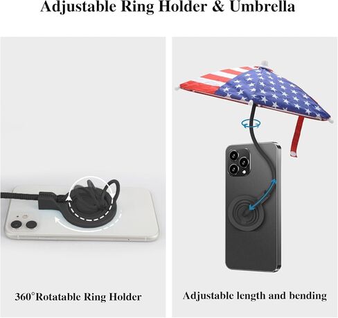 TDTOK Magnetic Phone Umbrella For Sun with Universal Adjustable Phone Ring, Outdoor Anti-Reflective Magnetic Cell Phone Umbrella Sun Shade for iPhone 16 15 14 13 12 Pro Max in Kuwait