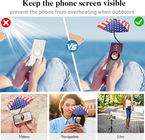 TDTOK Magnetic Phone Umbrella For Sun with Universal Adjustable Phone Ring, Outdoor Anti-Reflective Magnetic Cell Phone Umbrella Sun Shade for iPhone 16 15 14 13 12 Pro Max in Kuwait
