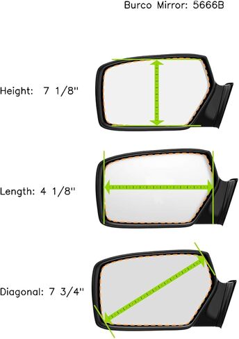 Compatible with 13-16 GM Terrain Passenger Mirror Glass w/Blind Spot Dection No Mount in Kuwait