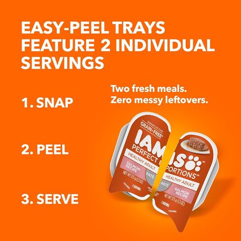 Iams Perfect Portions Wet Cat Food Healthy Adult Paté, Salmon and Tuna Recipes, (24) 2.6 oz Variety Twin-Pack Trays in Kuwait