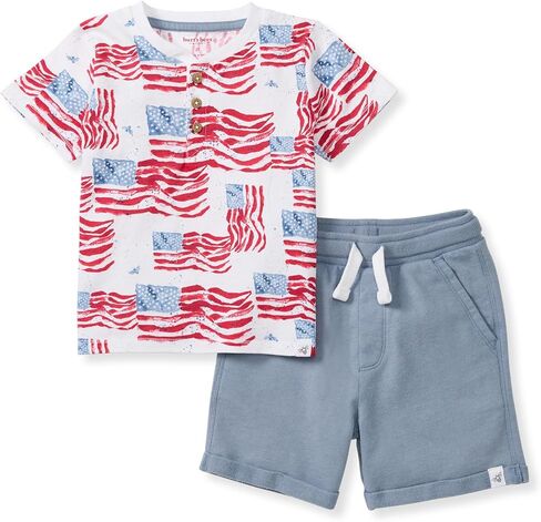 Burt's Bees Baby Baby Boys' Shirt and Pant Set, Top & Bottom Outfit Bundle, 100% Organic Cotton in Kuwait