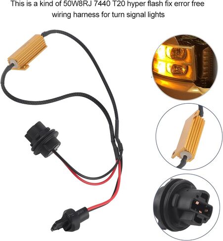 موصل المقاوم ، مقاوم الحمل ، تسخير الأسلاك المقاوم 7440 T20 50W8RJ ABS Hyper Flash First Free Free Wiring Adapters لأضواء إشارة LED 1 زوج in Saudi Arabia