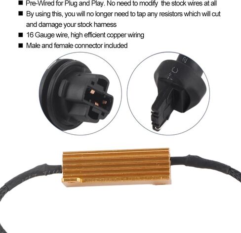 موصل المقاوم ، مقاوم الحمل ، تسخير الأسلاك المقاوم 7440 T20 50W8RJ ABS Hyper Flash First Free Free Wiring Adapters لأضواء إشارة LED 1 زوج in Saudi Arabia