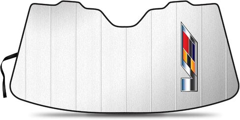 لشعار Cadillac v Logo Logo Universal Fit Stand-Up Stand-Up Auto Windshield Sun Shade بحجم قياسي 54 "× 27.5" in Saudi Arabia