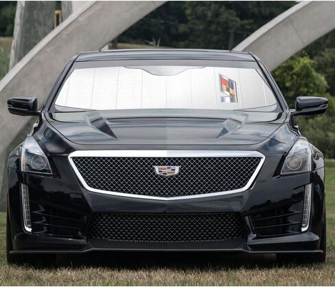 لشعار Cadillac v Logo Logo Universal Fit Stand-Up Stand-Up Auto Windshield Sun Shade بحجم قياسي 54 "× 27.5" in Saudi Arabia