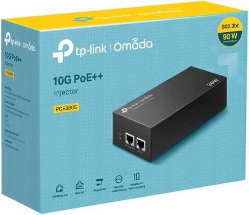 TP-Link TL-PI90X 802.3 bt/at/af 10G PoE Injector | Non-PoE to PoE Adapter | Supplies up to 90W (PoE++) | Plug & Play | Desktop/Wall-Mount | Distance Up to 328 ft. | UL Certified in Kuwait