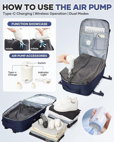 سفر حقيبة الظهر الفراغية مع مضخة للنساء الرجال الكبير حملهم على حقائب الظهر على الظهر ، حقيبة سفر شخصية معتمدة in Kuwait