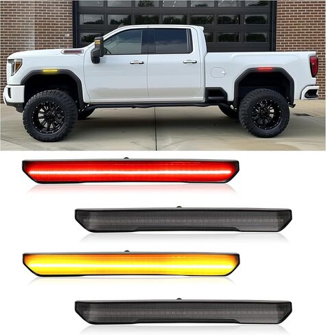 HECASA 4Pcs LED Side Marker Lights Compatible with 2020-2024 GMC Sierra 2500/3500 HD 2023-2024 GMC Canyon Replacement for 84185031 84806032 LED Front Rear Side Marker Lamps Amber - Smoke Lens in Saudi Arabia