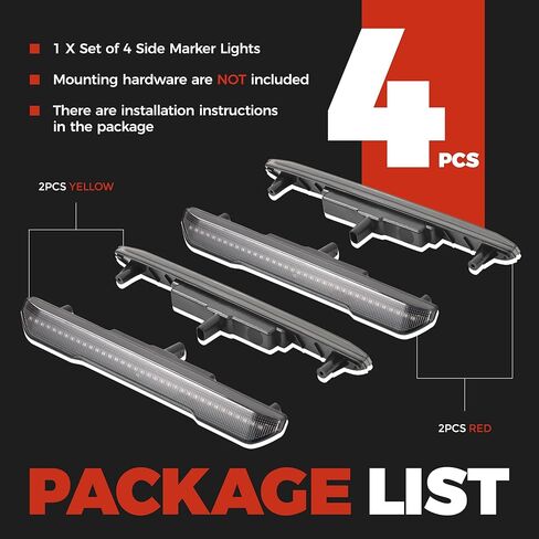 HECASA 4Pcs LED Side Marker Lights Compatible with 2020-2024 GMC Sierra 2500/3500 HD 2023-2024 GMC Canyon Replacement for 84185031 84806032 LED Front Rear Side Marker Lamps Amber - Smoke Lens in Saudi Arabia