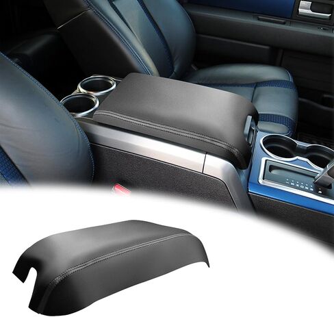 Center Center Console Lid Armrest Cover Presentive متوافق مع Ford F150 2009-2014 جلدي ARM ARM REST BREAT BLACK (جزء جلدي فقط) in Kuwait