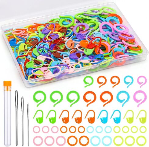 34 Pcs Adjustable Crochet Ring Set, 8 Pcs Knitting Ring, Tension Rings for Crocheting, Crochet Ring for Finger, Stitch Markers Plastic Needles for Crocheting, Crochet Accessories with Storage Box in Kuwait