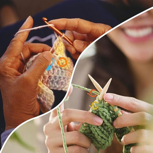 34 Pcs Adjustable Crochet Ring Set, 8 Pcs Knitting Ring, Tension Rings for Crocheting, Crochet Ring for Finger, Stitch Markers Plastic Needles for Crocheting, Crochet Accessories with Storage Box in Kuwait