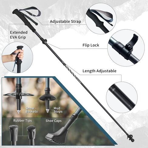 Naturehike Collapsible Hiking & Trekking Poles, 2 PC Adjustable Lightweight Aircraft Aluminum Trekking Poles in Saudi Arabia