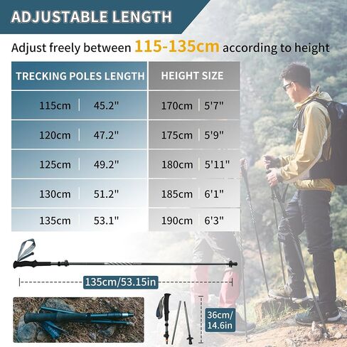 Naturehike Collapsible Hiking & Trekking Poles, 2 PC Adjustable Lightweight Aircraft Aluminum Trekking Poles in Saudi Arabia