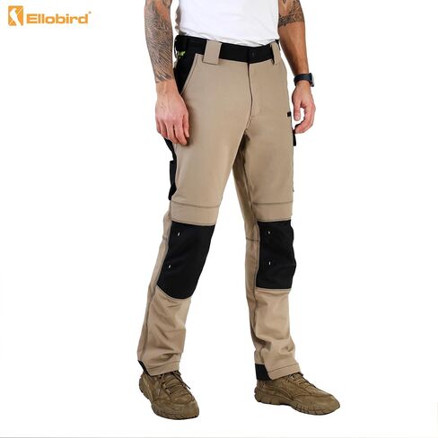 Ellobird Men's Work Utility Pants, Relaxed Fit 4 Way Stretch, Construction Carpenter Cargo Tactical, Durable Cordura in Kuwait