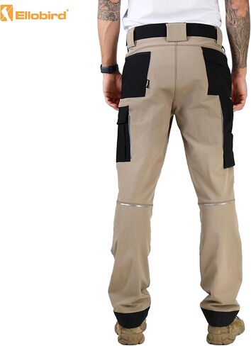 Ellobird Men's Work Utility Pants, Relaxed Fit 4 Way Stretch, Construction Carpenter Cargo Tactical, Durable Cordura in Kuwait