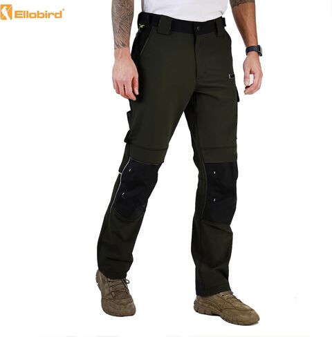 Ellobird Men's Work Utility Pants, Relaxed Fit 4 Way Stretch, Construction Carpenter Cargo Tactical, Durable Cordura in Kuwait