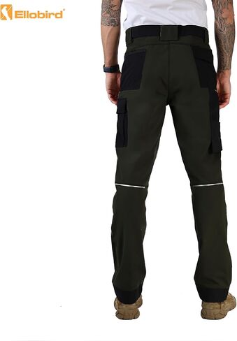 Ellobird Men's Work Utility Pants, Relaxed Fit 4 Way Stretch, Construction Carpenter Cargo Tactical, Durable Cordura in Kuwait