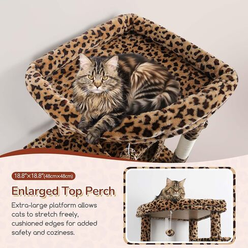 S74 Heavy Duty Cat Tree, 74in Sturdy Cat Tree for Large Cats 20 lbs, Big Cat Tree with 5 Sisal Scratching Posts, 2 Padded Condos, 2 Dual-Ear Hanging Baskets, Enlarged Top Perch, Dark Grey in Kuwait