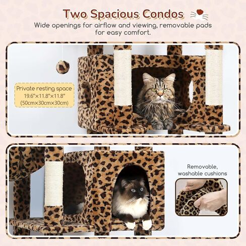 S74 Heavy Duty Cat Tree, 74in Sturdy Cat Tree for Large Cats 20 lbs, Big Cat Tree with 5 Sisal Scratching Posts, 2 Padded Condos, 2 Dual-Ear Hanging Baskets, Enlarged Top Perch, Dark Grey in Kuwait