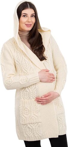 Cardigan الحمل الطويل مع Hood 100 ٪ Merino Wool ، صنع في أيرلندا in Saudi Arabia