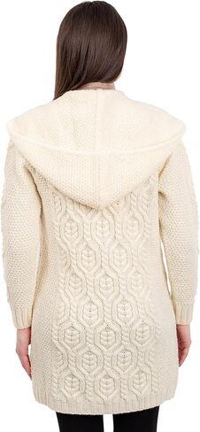 Cardigan الحمل الطويل مع Hood 100 ٪ Merino Wool ، صنع في أيرلندا in Saudi Arabia