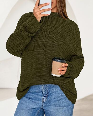 PRETTYGARDEN Womens Sweaters Fall Fashion 2025 Oversized Long Sleeve Mock Neck Chunky Knit Pullover Tops Winter Clothes in Saudi Arabia
