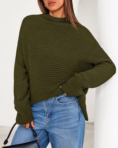 PRETTYGARDEN Womens Sweaters Fall Fashion 2025 Oversized Long Sleeve Mock Neck Chunky Knit Pullover Tops Winter Clothes in Saudi Arabia
