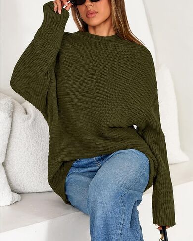 PRETTYGARDEN Womens Sweaters Fall Fashion 2025 Oversized Long Sleeve Mock Neck Chunky Knit Pullover Tops Winter Clothes in Saudi Arabia