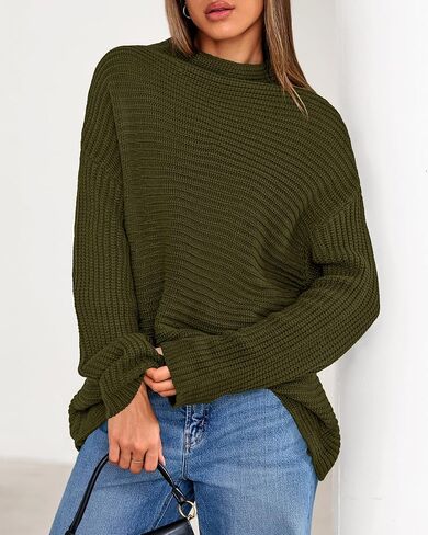 PRETTYGARDEN Womens Sweaters Fall Fashion 2025 Oversized Long Sleeve Mock Neck Chunky Knit Pullover Tops Winter Clothes in Saudi Arabia