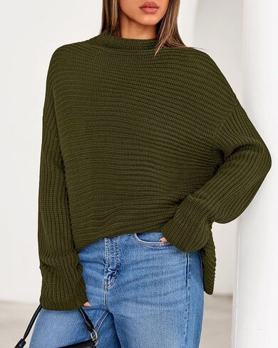 PRETTYGARDEN Womens Sweaters Fall Fashion 2025 Oversized Long Sleeve Mock Neck Chunky Knit Pullover Tops Winter Clothes in Saudi Arabia