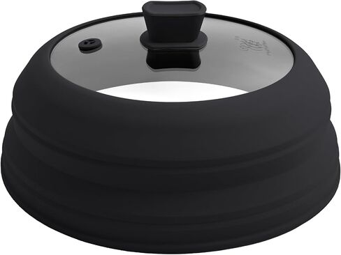 Microwave Splatter Cover Glass Microwave Cover for Food Collapsible Splatter Guard Lid with Silicone Handle for Pot Plate Bowl 9 Inch Grey in Kuwait