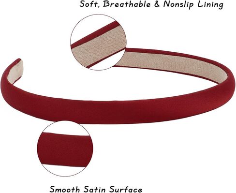 Wecoe Multicolored Narrow Satin Headbands, 10pcs Non Slip Fashion Hair Bands for Women & Girls' Hair - Holiday & DIY Costume Accessories in Kuwait