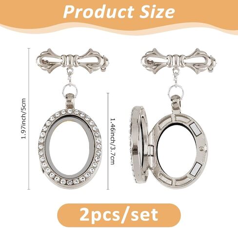 SUPERFINDINGS 2Pcs Wedding Bouquet Photo Charm Bouquet Photo Locket Charms Brass Bridal Brooches Bow Tie Wedding Memorial Brooches Pins Oval Frame Pin Brooch for Bridal Decorations in Saudi Arabia