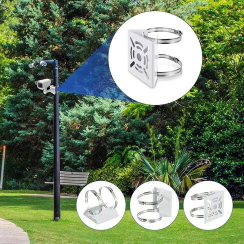3 Pcs Universal Vertical Pole Mount for Security Camera Wall Mounting Bracket with 6 Loops Solid Metal Pole Mounting Bracket for CCTV Camera Indoor Outdoor Solar Panel LED Wall/Stage Light in Saudi Arabia