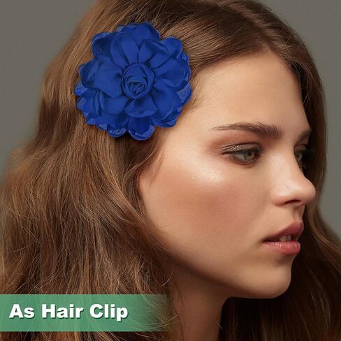 Rose Flower Brooches and Pins for Women, Lapel Pins Dainty Satin Fabric Big Camellia Hair Flowers Clips for Wedding/Parties/Clothes/Jewelry in Kuwait