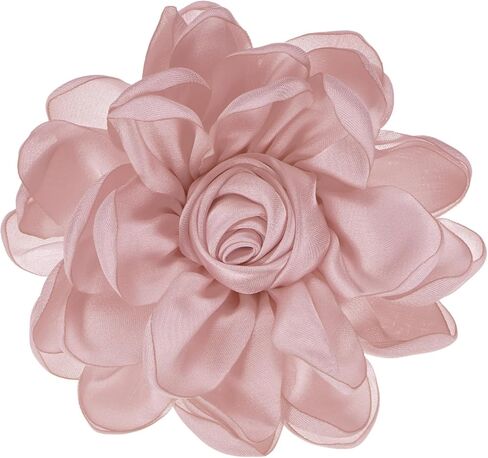 Rose Flower Brooches and Pins for Women, Lapel Pins Dainty Satin Fabric Big Camellia Hair Flowers Clips for Wedding/Parties/Clothes/Jewelry in Kuwait