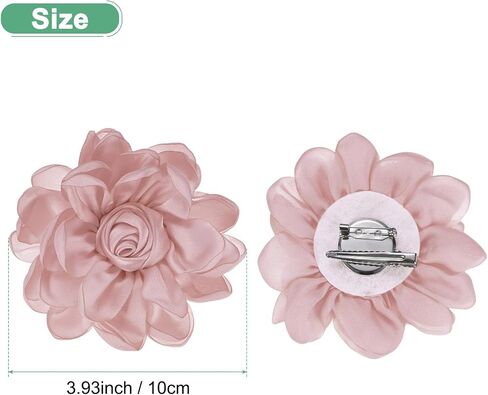Rose Flower Brooches and Pins for Women, Lapel Pins Dainty Satin Fabric Big Camellia Hair Flowers Clips for Wedding/Parties/Clothes/Jewelry in Kuwait