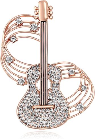 Guitar Rhinestones Brooches Pins for Women Men Elegant Crystal Pearl Music Note Violin Brooch Music Performance Art Lapel Pin Simple Music Party Banquet Fashion Jewelry for Wife Mom Musician in Saudi Arabia