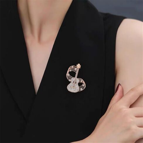 Guitar Rhinestones Brooches Pins for Women Men Elegant Crystal Pearl Music Note Violin Brooch Music Performance Art Lapel Pin Simple Music Party Banquet Fashion Jewelry for Wife Mom Musician in Saudi Arabia