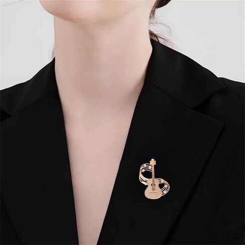 Guitar Rhinestones Brooches Pins for Women Men Elegant Crystal Pearl Music Note Violin Brooch Music Performance Art Lapel Pin Simple Music Party Banquet Fashion Jewelry for Wife Mom Musician in Saudi Arabia